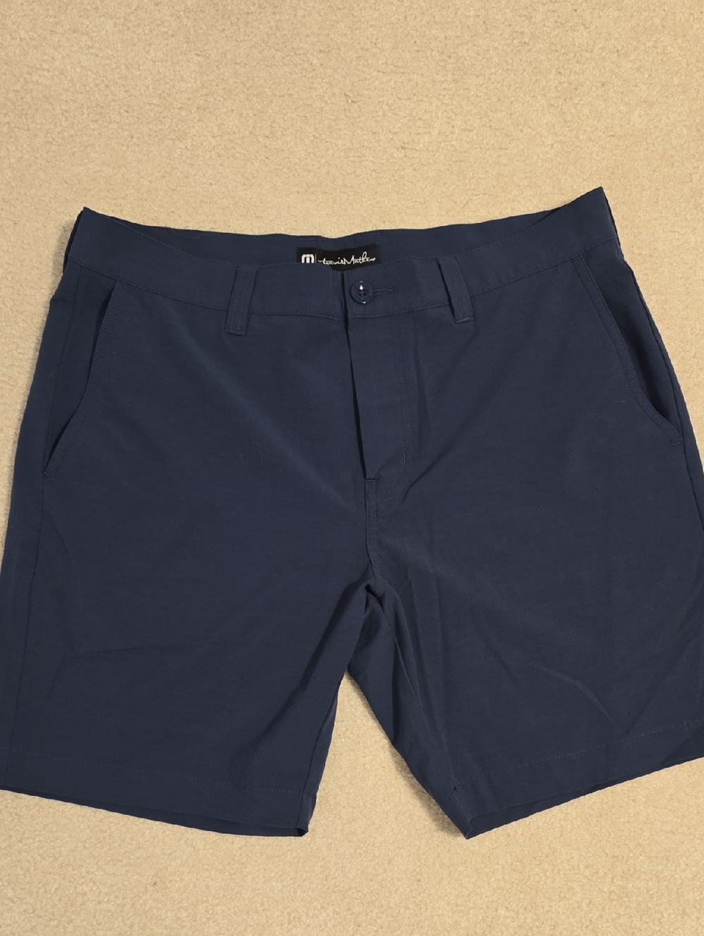 Travis Mathew Men's Navy Stretch Flat-Front Shorts Size 34